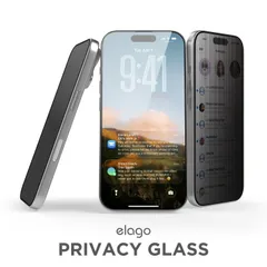 iPhone 17 Pro Max ガラスフィルム 覗き見防止 9H ガラス 気泡防止 保護フィルム プライバシー iPhone17ProMax アイフォン 17ProMax 対応 elago PRIVACY GLASS