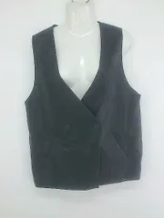 ◇ moment+ モーメントプラス フェイクレザー ジレ ベスト サイズＭ ブラック レディース E  【1307250037916】