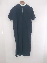 ◇ U.S.POLO ASSN ワンポイント バンドカラー 半袖 膝下丈 ワンピース サイズF ネイビー系 レディース E  【1307250038500】