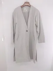 ◇ earth music&ecology シンプル 長袖 ノーカラー コート サイズM ライトグレー レディース E  【1307250038388】