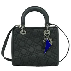 本物 クリスチャン ディオール Christian Dior レディディオール カナージュ 2WAY ショルダーバッグ ハンドバッグ レザー ブラック バッグ 中古  