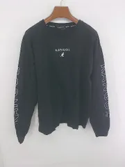 ◇ KANGOL カンゴール ロゴ刺繍 プリント 長袖 Tシャツ カットソー サイズLL ブラック ホワイト系 メンズ E  【1307250038791】