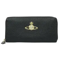 本物 ヴィヴィアン ウエストウッド Vivienne Westwood オーブ ラウンドファスナー 長財布 ロングウォレット レザー ブラック 財布 ウォレット 中古  