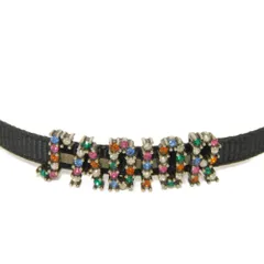 Dior ディオール J'ADIOR クリスタル チョーカー ブラック リボン インストーン 美品 CDロゴ グログラン クリアマルチカラー ネックレス N0681ADRCY