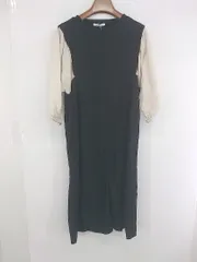 ◇ ◎ ●未使用● classicalelf 切替 バルーンスリーブ 長袖 膝下丈 ワンピース サイズL ブラック ベージュ レディース E  【1307250039224】