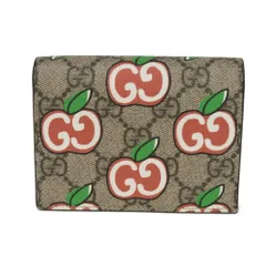 GUCCI グッチ GG アップル コンパクト ウォレット ダブルG リンゴ レッド 札入れ カードケース コインケース GGスプリーム ベージュ 二つ折り財布 624641 2BQAG 8646