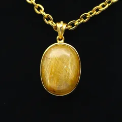 初売りSALE 高級感抜群 ルチルクォーツ ネックレス トップ 約4g|天然石 ゴールドルチル|金運 仕事運 成功運 パワーストーン メンズ レディース|GHR-NT4 プレゼント 贈り物 天然石の卸 京の蔵