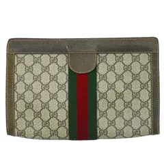 本物 グッチ GUCCI オールドグッチ シェリーライン GGスプリーム クラッチバッグ セカンドバッグ ベージュ ブラウン Sherry Line バッグ 中古  