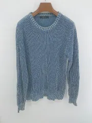 ◇ nano universe ナノ ユニバース コットン100% ローゲージ 長袖 ニット セーター サイズM ブルー系 メンズ E  【1307250039897】