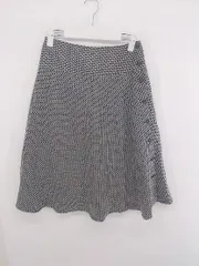 ◇ OZOC オゾック 総柄 おしゃれ ミニ フレア スカート サイズ38 ブラック ライトグレー系 レディース E  【1307250039606】