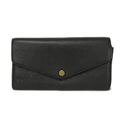 LOUIS VUITTON ルイ・ヴィトン ポルトフォイユ サラ LVロゴ フラワー エンボス ブラック スナップボタン マチ付き 札入れ カードケース コインケース モノグラム アンプラント ノワール 長財布 M61182
