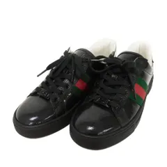 GUCCI グッチ エース ウェブ ストライプ 35 ロゴ 箔押し カーフ グリーン レッド 22cm 美品 GG クリスタル ブラック スニーカー 760774 FACRF 1163