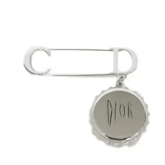 Dior ディオール ロゴ ボトルキャップ ピンブローチ CD 安全ピン 王冠 ブラック レイモンドペディボン メタル シルバー ブローチ V0420HOMMT_D000