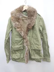 ■ ◎ Another Edition ラビットファー ミリタリー 長袖 ブルゾン ジャンパー サイズM カーキ レディース P  【1307260001495】