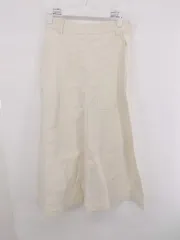 ◇ LOWRYS FARM コットン混 サイドジップ ロング トラペーズ デニムスカート サイズM オフホワイト系 レディース E  【1307250039996】