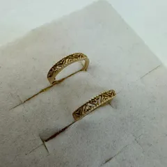 K【agate】K10 フープピアス イエローゴールド インダス文字デザイン