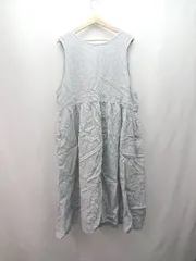 ◇ Samansa Mos2 リボン ボタン スリーブレス おしゃれ かわいい ロング ワンピース サイズF ライトブルー レディース E  【1307260004656】