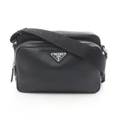 プラダ PRADA ショルダーバッグ SAFFIANO TRAVEL ブラック サフィアーノレザー トライアングルロゴ ショルダーバッグ メンズ Used A