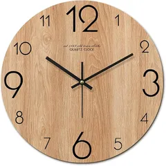 yiteng 掛け時計 おしゃれ 北欧 非電波 連続秒針 静音 木目 壁掛け時計 シンプル モダン フレームなし かわいい インテリア 贈り物 直径30cm (木の色) 1