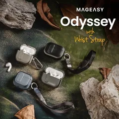AirPods 4 ケース 耐衝撃 ストラップ 付 カバー ロック 機能 付き ワイヤレス充電 MagSafe 対応 AirPods4 エアポッツ 4 対応 MagEasy Odyssey with Wrist Strap