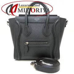 CELINE セリーヌ ラゲージ ナノ 168243DRU.38NO ハンドバッグ ドラムドカーフスキン カーフ ブラック/352596【中古】