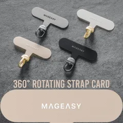 スマホ ショルダー ストラップホルダー 360度 回転 切れない おしゃれ ストラップ ホルダー iPhone 他 スマホ 各種 対応 MagEasy 360° Rotating Strap Card
