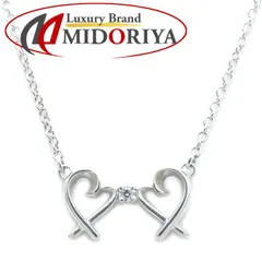 TIFFANY&Co. ティファニー ダブルラビングハート ネックレス 1Pダイヤモンド パロマピカソ シルバー925/294176【中古】【BJ】