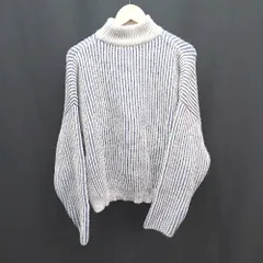 ◇ select MOCA セレクト モカ ストライプ柄 ハイネック 秋冬 長袖 ニット セーター サイズF ブルー ホワイト レディース E  【1307260012149】