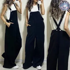 新品 未使用 サロペット レディース オールインワン オーバーオール ワイドパンツ 大きいサイズ  サロペットパンツ ロングパンツ ストレート サスペンダーズボン ガウチョパンツ ゆったり