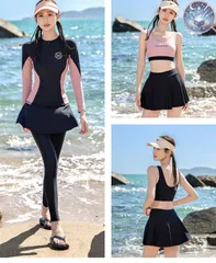 新品 未使用 水着 ラッシュガード レディース 4点セット 着痩せ フリル 韓国風 可愛い おしゃれ シンプル 温泉 海 プール 水遊び 夏