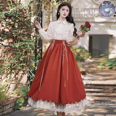 新品 未使用 ロリータ衣装  lolitaドレスセット（ブラウス   ロングスカート)高級感  成人式 舞台衣装 イベント向け