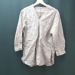 ◇ classicalelf クラシカルエルフ 刺繍 Vネック サイドスリット きれい系 長袖 カットソー サイズM ピンク レディース E  【1307260015522】