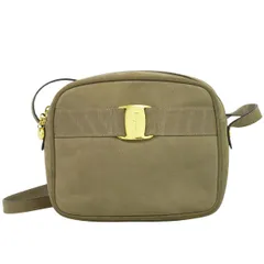本物 サルヴァトーレ フェラガモ Salvatore Ferragamo ヴァラ ショルダーバッグ  ポシェット スエードレザー ベージュ 