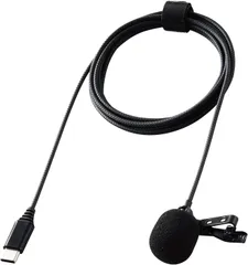 426 エレコム ピンマイク クリップ付き ウインドジャマー付 USB Type-C 収納ポーチ付 1.8m ブラック HS-MC09CBK
