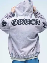 ロゴアップリケ フード付き フルジップ デニムジャケット ウォッシュ加工 メンズ 男性 トップス アウター ブルゾン SEQUENZ (シークエンズ)