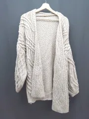 ■ SELECTMOCA セレクトモカ 生地厚手 編みニット 前ボタン閉めなし 長袖 カーディガン サイズF ブラウン レディース E  【1307260018585】