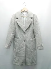 ■ index インデックス 無地 大人 綺麗め ノーカラー 長袖 コート サイズL グレー レディース E  【1307260018462】