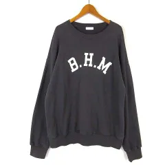 ローリーズファーム LOWRYS FARM ウラケ ロゴ プルオーバー トレーナー スウェット オーバーサイズ コットン ストレッチ 長袖 F チャコールグレー オフ白