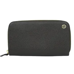 本物 グッチ GUCCI インターロッキングG ラウンドファスナー 長財布 ロングウォレット レザー ブラック 449347 財布 ウォレット 中古  