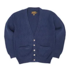 エディーバウアー Eddie Bauer 90s 90年代 コットンニットカーディガン 黒タグ オールド EB USA ヴィンテージ アメリカ 古着 メンズ カーディガン ネイビー 紺 M【中古】
