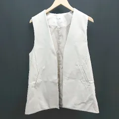 ◇ OPAQUE.CLIP スリーブレス ベスト トレンド レザー風 カジュアル ジレ サイズL アイボリー レディース E  【1307260026238】