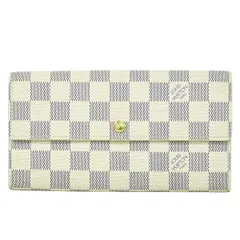 本物 ルイヴィトン LOUIS VUITTON LV ポルトフォイユサラ ダミエ アズール 長財布 ロングウォレット ホワイト N61735 財布 ウォレット 中古  