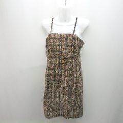 ◇ EVRIS サイドファスナー チェック柄 秋向け ノースリーブ ミニ丈 ワンピース 表記なし イエロー レディース E  【1307260029130】