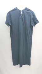 ◇ U.S. POLO ASSN. フロントハーフボタン ロゴ刺繡 カジュアル 半袖 ロング丈 ワンピース 表記なし ネイビー レディース E  【1307260029369】