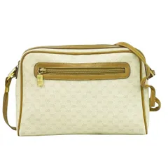本物 グッチ GUCCI オールドグッチ マイクロGG ショルダーバッグ ポシェット PVC アイボリー バッグ 中古  