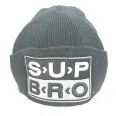 ◇ UNIF シンプル 定番シルエット 刺繡 ブランドロゴ 秋冬 ニット帽 ブラック 表記なし メンズ E  【1307260034950】