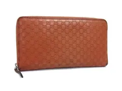 GUCCI グッチ 長財布 マイクロ グッチシマ オーガナイザー 233194 ブラウン系 レザー ユニセックス ラウンドファスナー