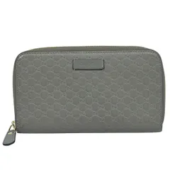 本物 グッチ GUCCI グッチシマ レザー ラウンドファスナー 長財布 ロングウォレット グレー 449391 財布 ウォレット 中古  