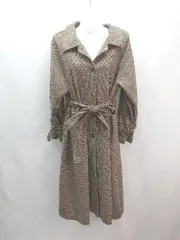 ◇ ◎ one after another NICE CLAUP フロントボタン 千鳥柄 大人 落ち着いた 長袖 コート サイズM ブラウン レディース E  【1307260036442】
