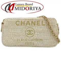 【中古】CHANEL シャネル ウォレットチェーン A84415 ドーヴィル ショルダーバッグ キャンバス ベージュ レディース /181802